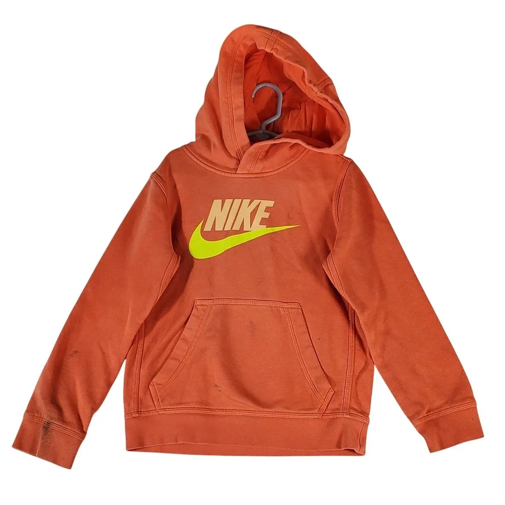 Nike Boys Orange Graphic Logo‎ Pullover Hoodie Sweatshirt Size XS Standard Fit
